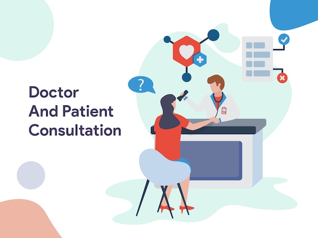 Illustrazione di consultazione medico e paziente