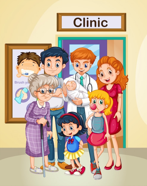 Doctor and patients at clinic