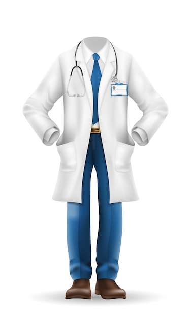 Vettore medico in un'illustrazione di vettore degli abiti da lavoro dell'uniforme della veste