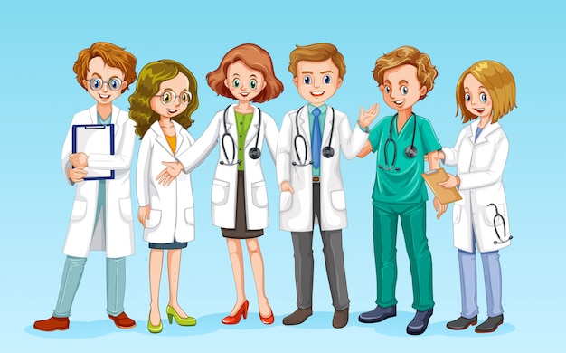 A doctor team on blue background