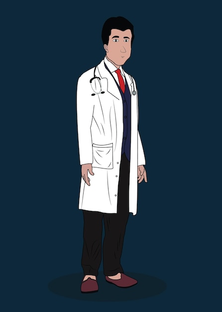 Vector a doctor three quarter view cartoon character design for 2d animation stories