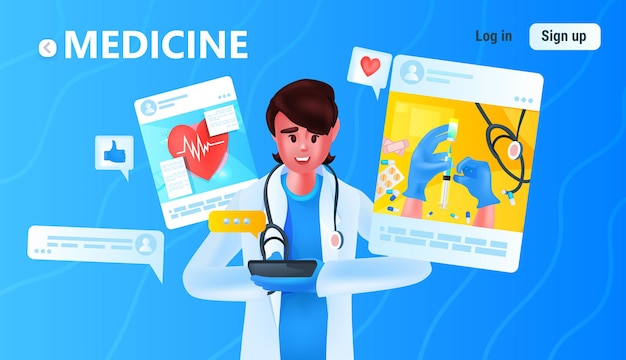 Medico che utilizza l'applicazione medica online sul concetto di consultazione virtuale dell'assistenza sanitaria per la medicina del gadget digitale
