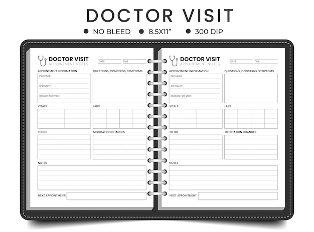 Vector doctor visit logbook or planner