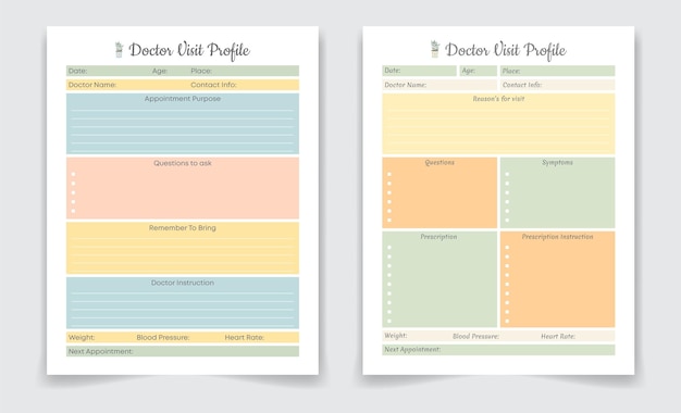 Doctor Visit Profile Log Book KDP Template