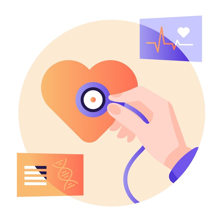 Vector doctor watching ecg monitor flat illustration