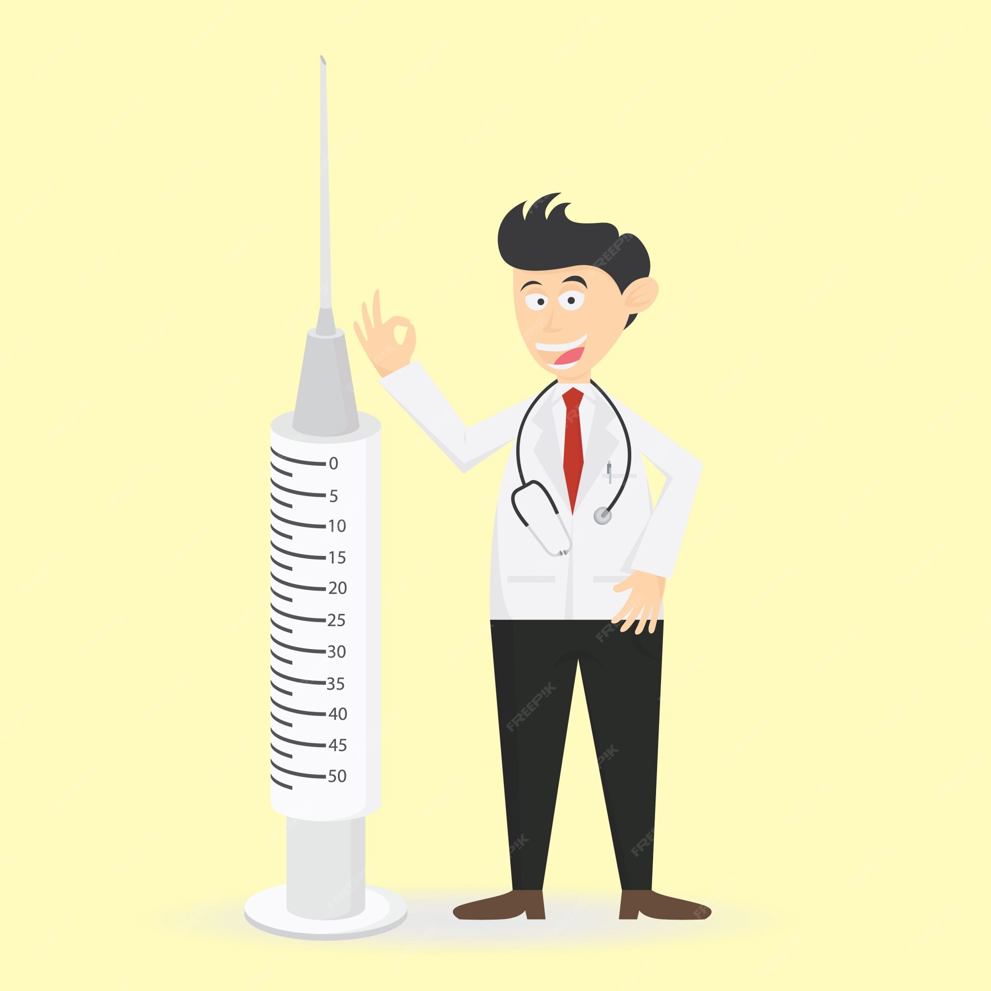 Premium Vector | Doctor with big injection cartoon vector illustration