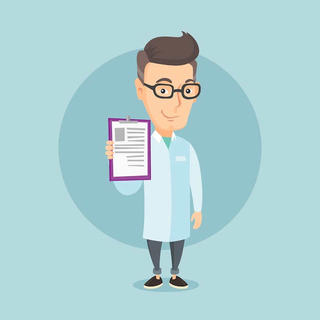 Doctor with clipboard vector illustration.