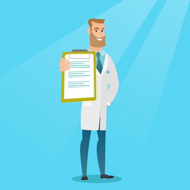 Doctor with a clipboard vector illustration.