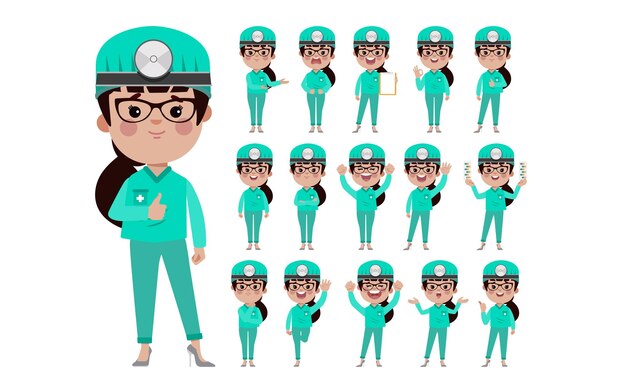 Vector doctor with different poses vector