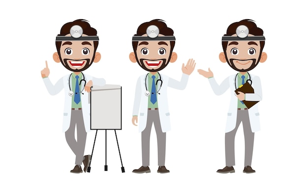 Vector doctor with different poses. vector