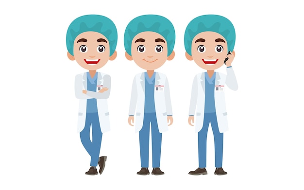 Vector doctor with different poses. vector