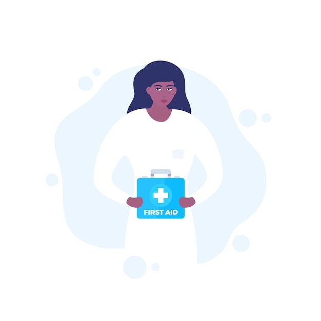 Doctor with first aid kit in the hands, vector art