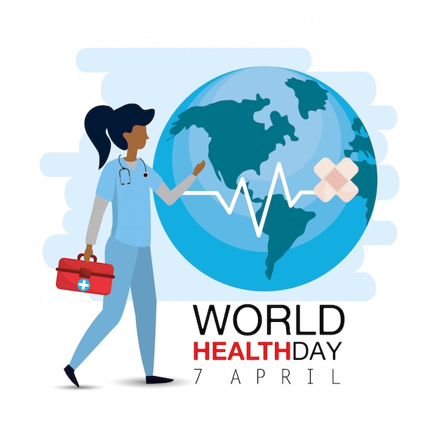 Doctor with first aid to world health day