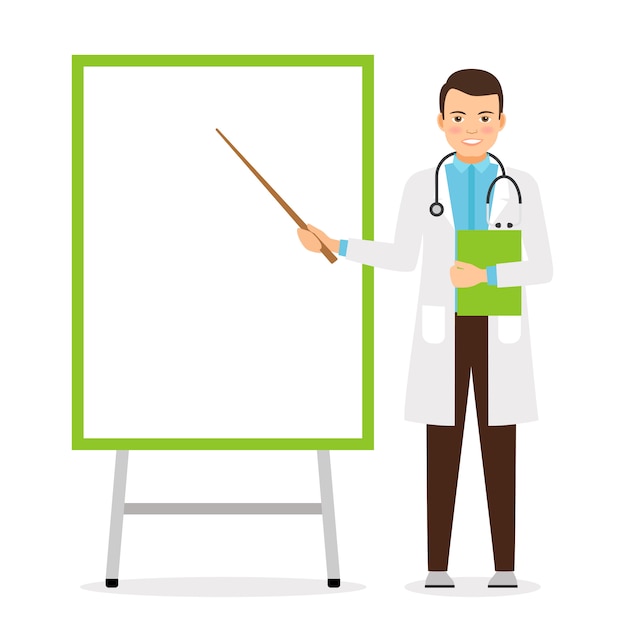 Doctor with flip chart board