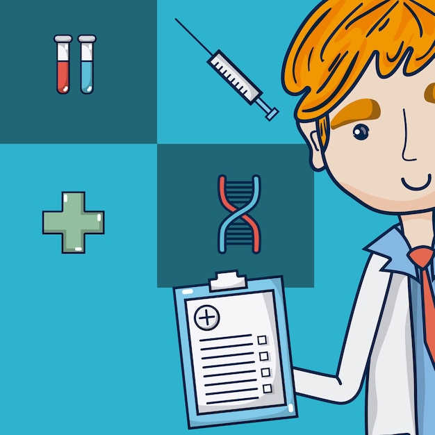Доктор с медицинскими символами мультфильм