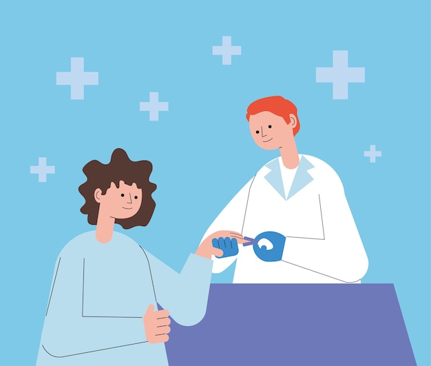 Doctor with patient using the oximeter illustration design