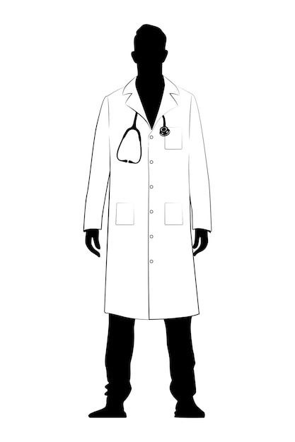 Doctor with Stethoscope Silhouette Vector illustration