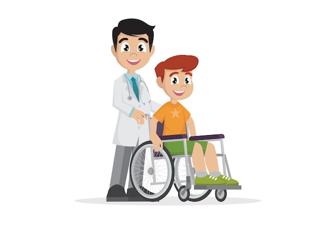 Doctor with wheelchair patient.