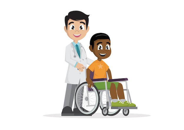 Doctor with wheelchair patient.