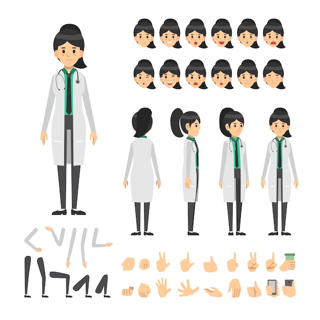 Doctor woman character set