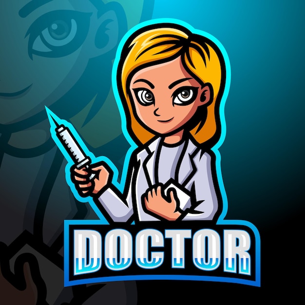 Doctor woman mascot esport illustration