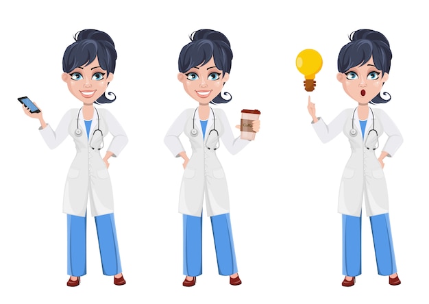 Vector doctor woman, professional medical staff