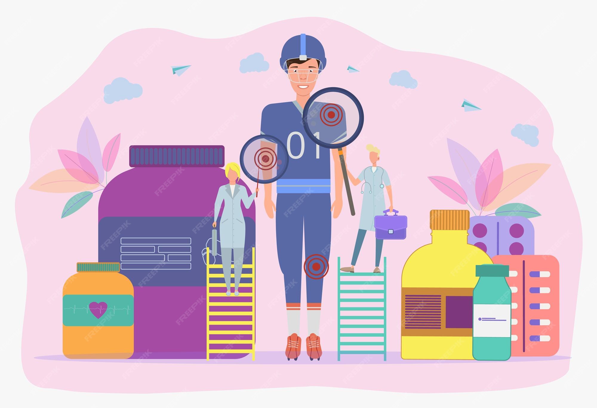 Premium Vector Doctors diagnose athlete injuries sports medicine