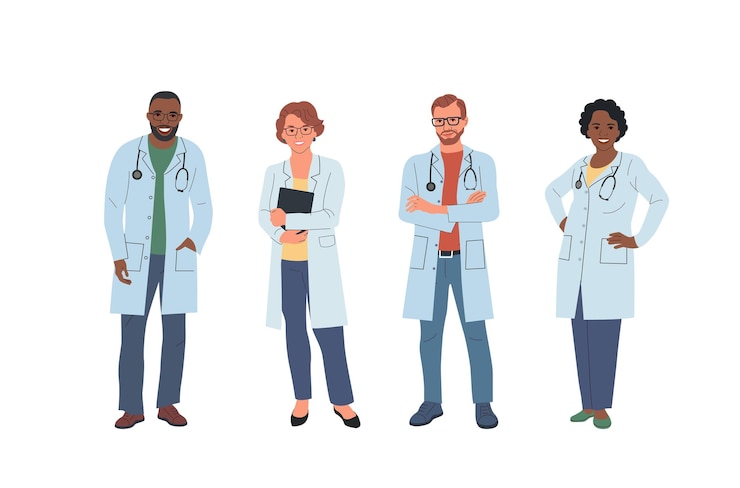 Vector doctors male and female isolated vector flat style cartoon illustration