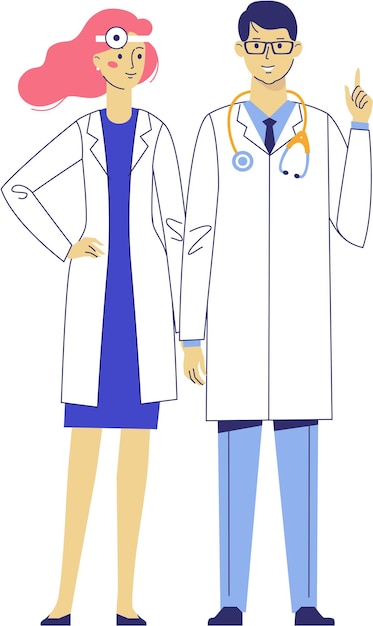 Doctors Man and Woman Standing in Medical Clinic