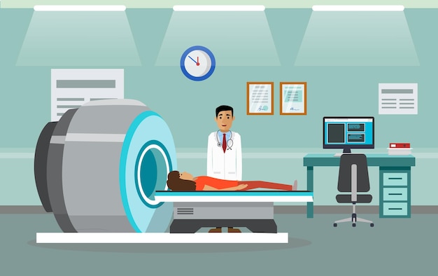 doctors and patients in the hospital vector illustration