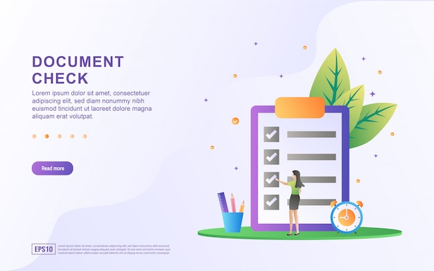 Document check and management concept. people check data management.