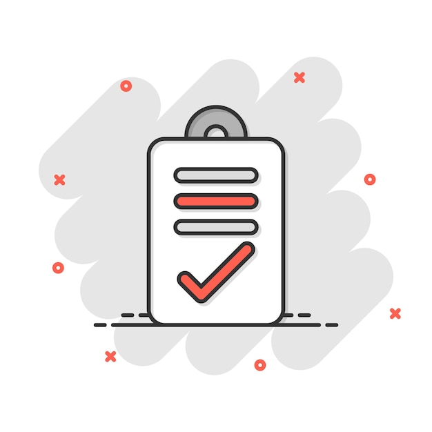 Document checkbox icon in flat style Test vector illustration on white isolated background Contract business concept