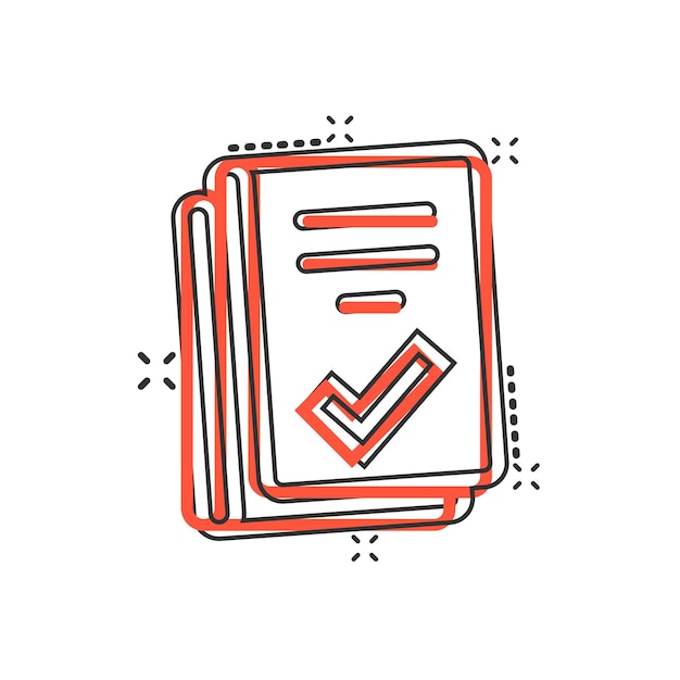 Document checklist icon in comic style Report cartoon vector illustration on white background