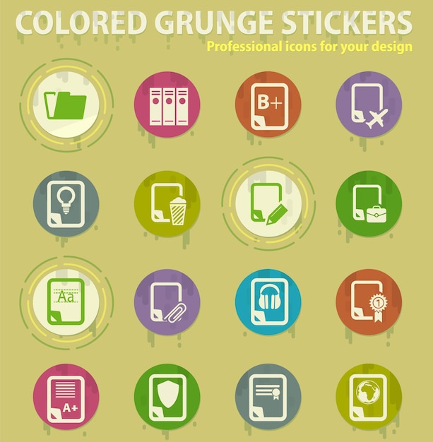 Document colored grunge icons