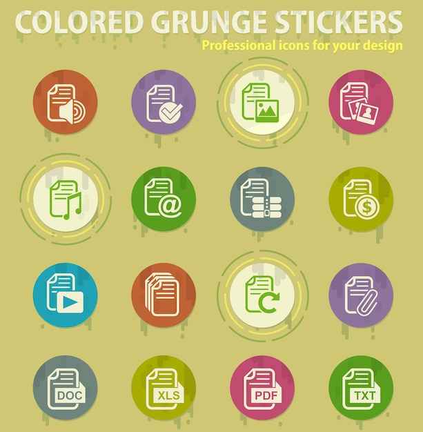 Document colored grunge icons