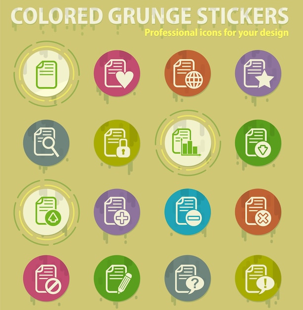 Document colored grunge icons