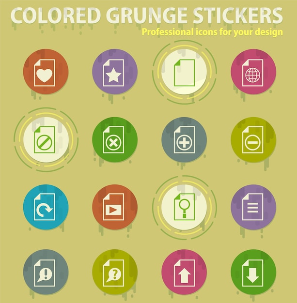 Document colored grunge icons