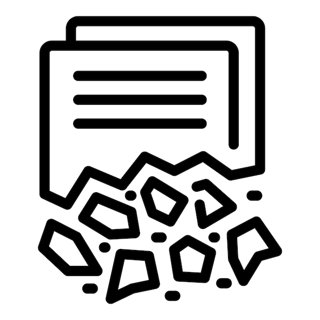 Document data loss icon outline vector Broken computer