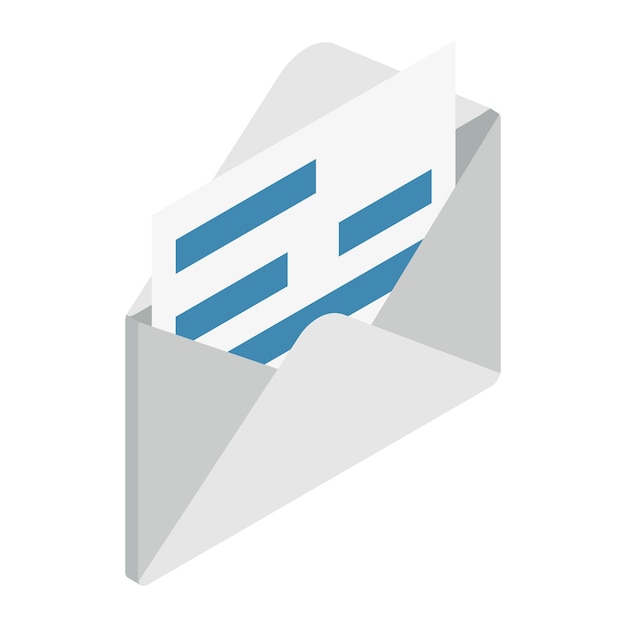 document in envelope icon in isometric 3d style isolated on white background