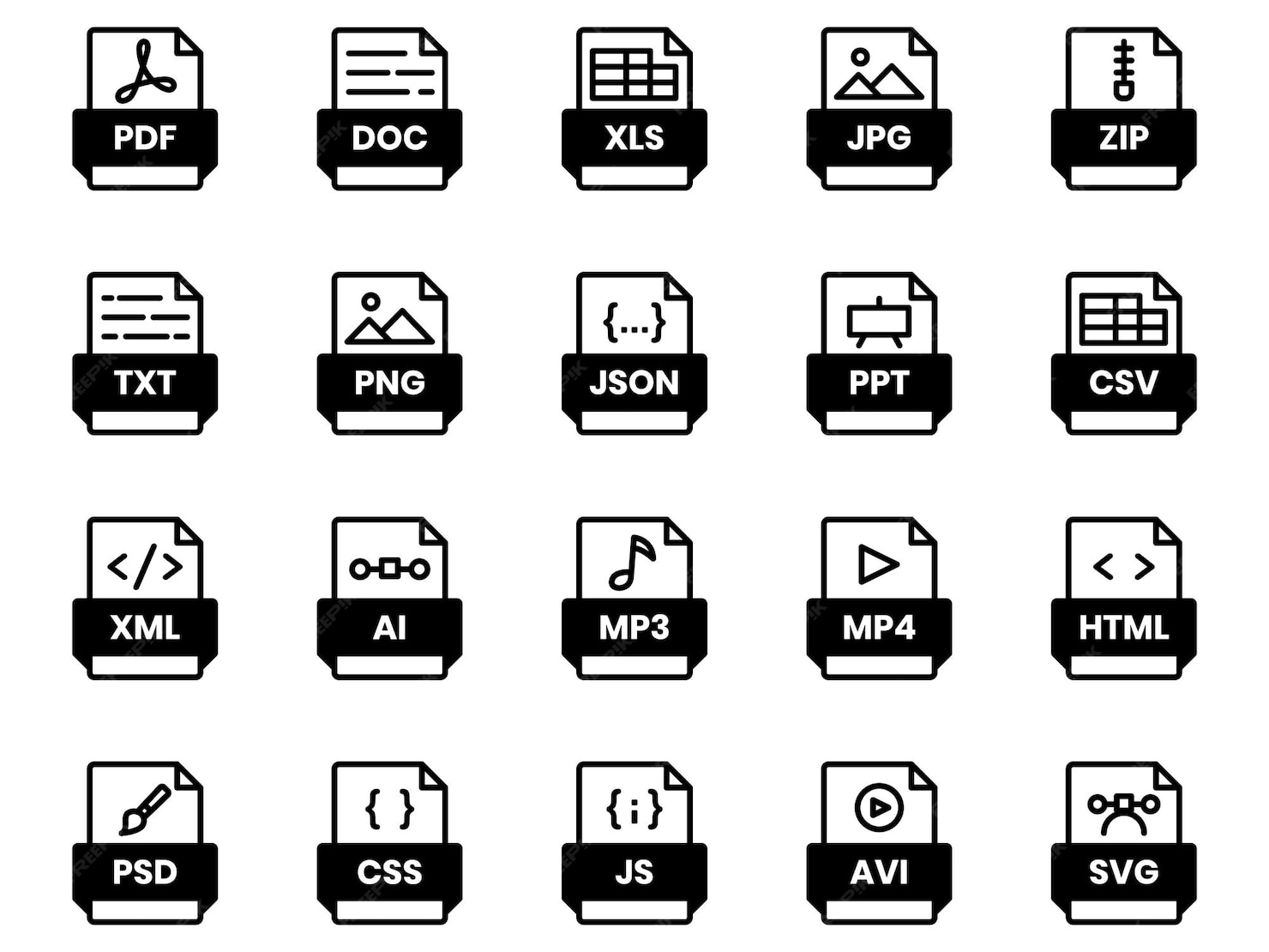 Premium Vector Document file format folder pdf doc xls jpg zip txt