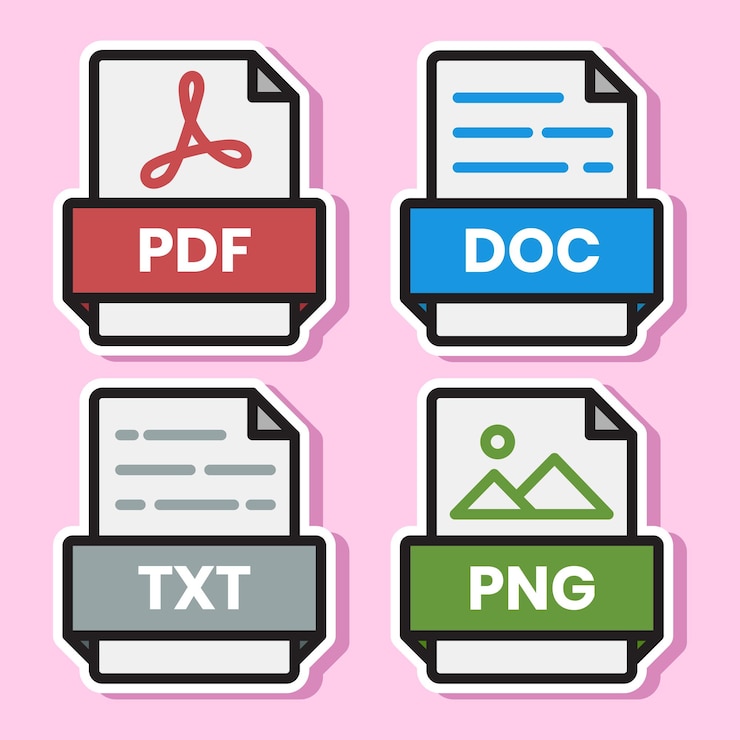 Vector 문서 파일 형식 폴더 pdf doc xls jpg zip txt png json ppt csv xml ai mp3 mp4 html psd css js