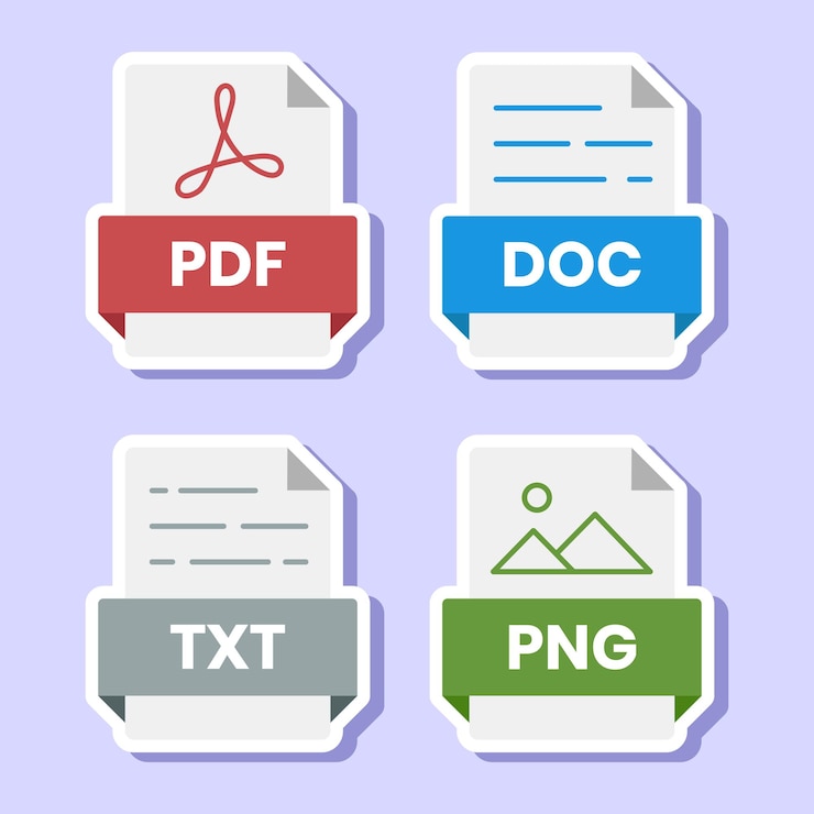 Vector 문서 파일 형식 폴더 pdf doc xls jpg zip txt png json ppt csv xml ai mp3 mp4 html psd css js