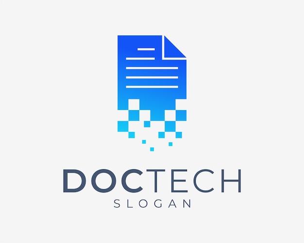 Vector document file paperwork form folder pixel digital technology effect futuristic vector logo design