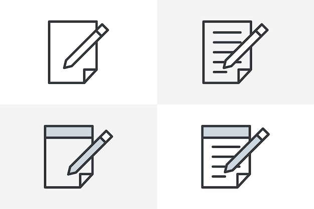 Document icon set vector Notepad Icon Document Symbol bundle with Paper and Pen icon flat style isolated on white background