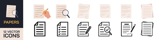 Document icons Document icon set Papers sign