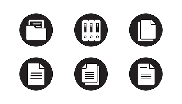 Document icons set in black circle