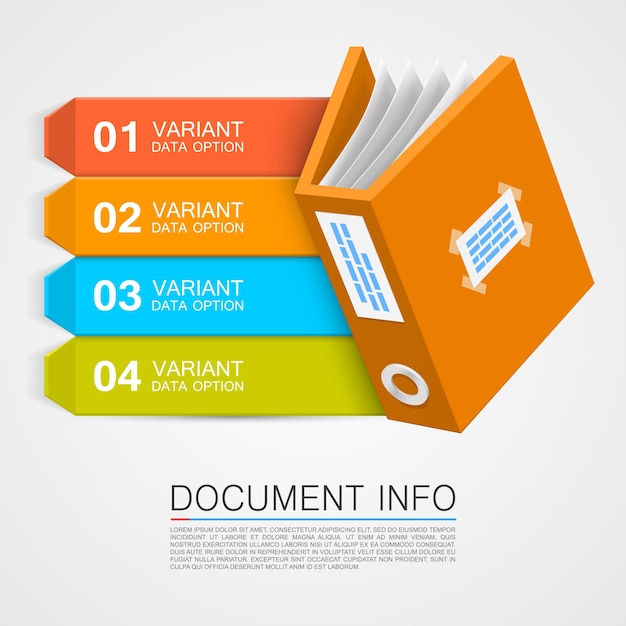 Document info art tape color. vector illustration