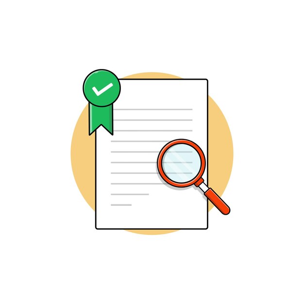Document met Verificatie Badge Vector Illustratie Geverifieerd Document Concept Design