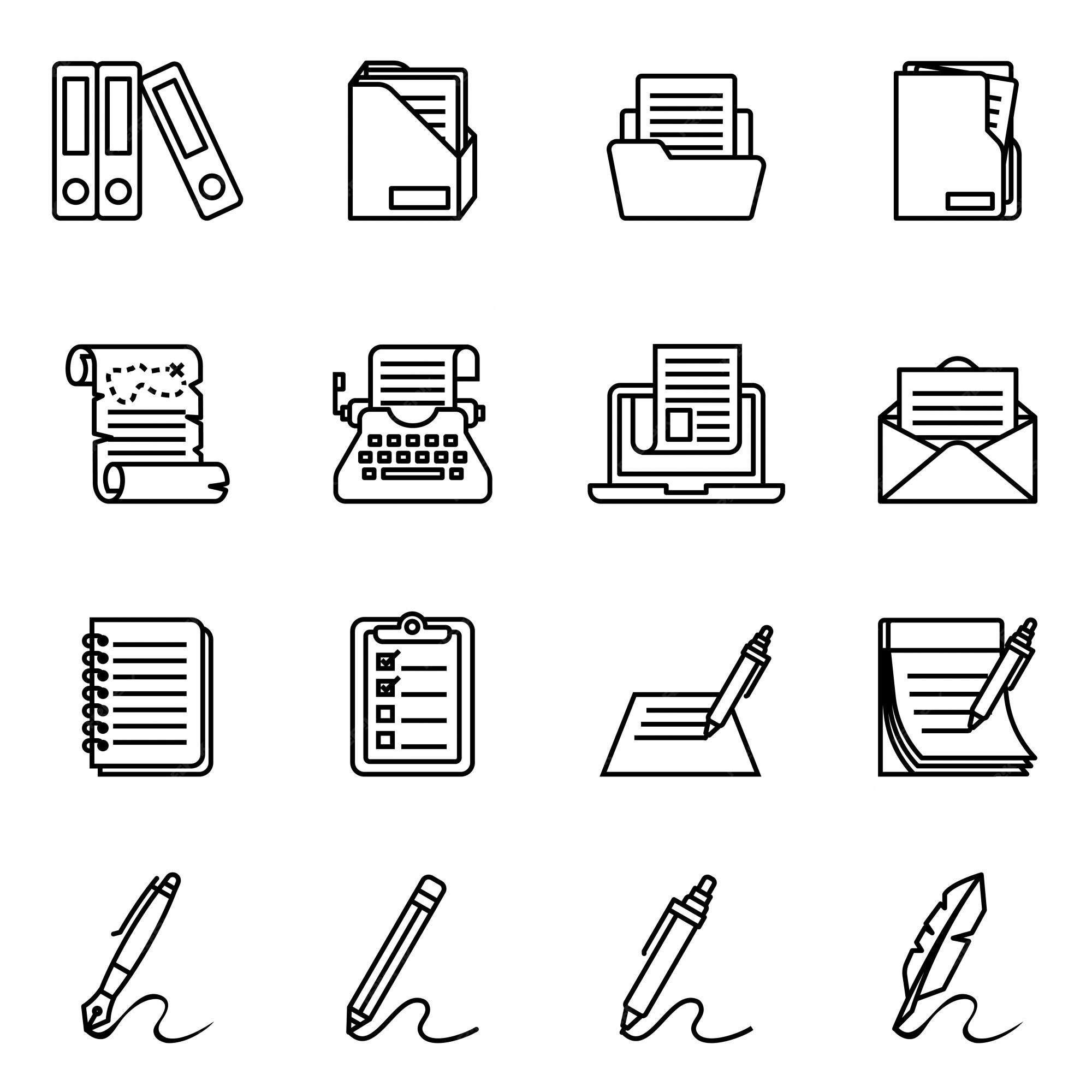 Thin Line Vector Icon Set Scribbled Stock Vector (Royalty Free