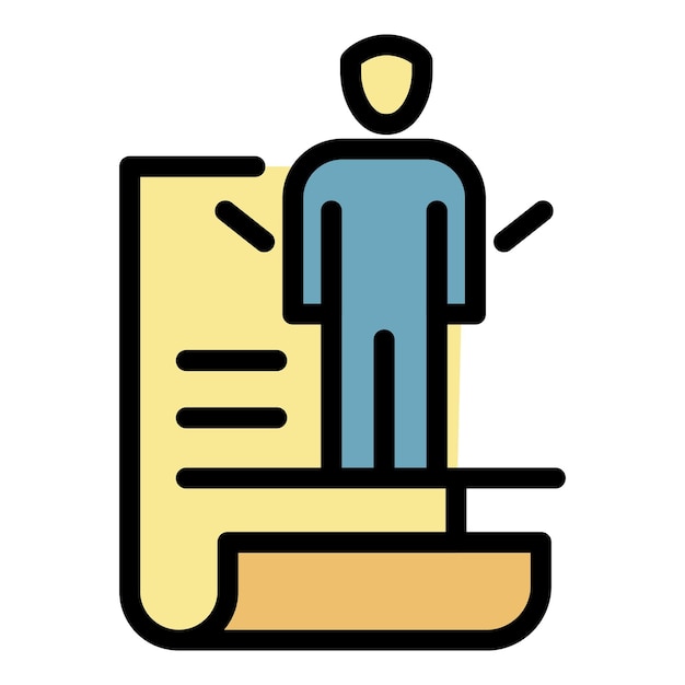 document and person icon outline document and person vector icon color flat isolated